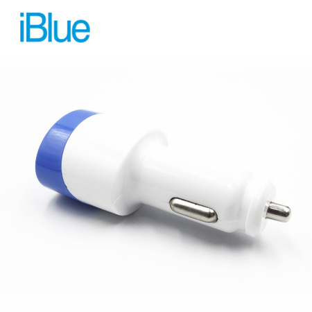 CARGADOR P/AUTO IBLUE IBCA05 USB P/IPHONE/IPAD/TABLET BLANCO/AZUL (PN IBCA05-B/A)**